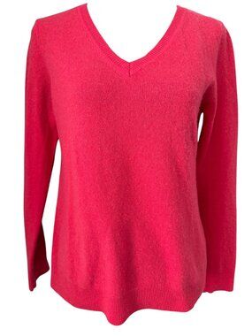 TAHARI 100% Cashmere Pink V Neck Sweater Medium